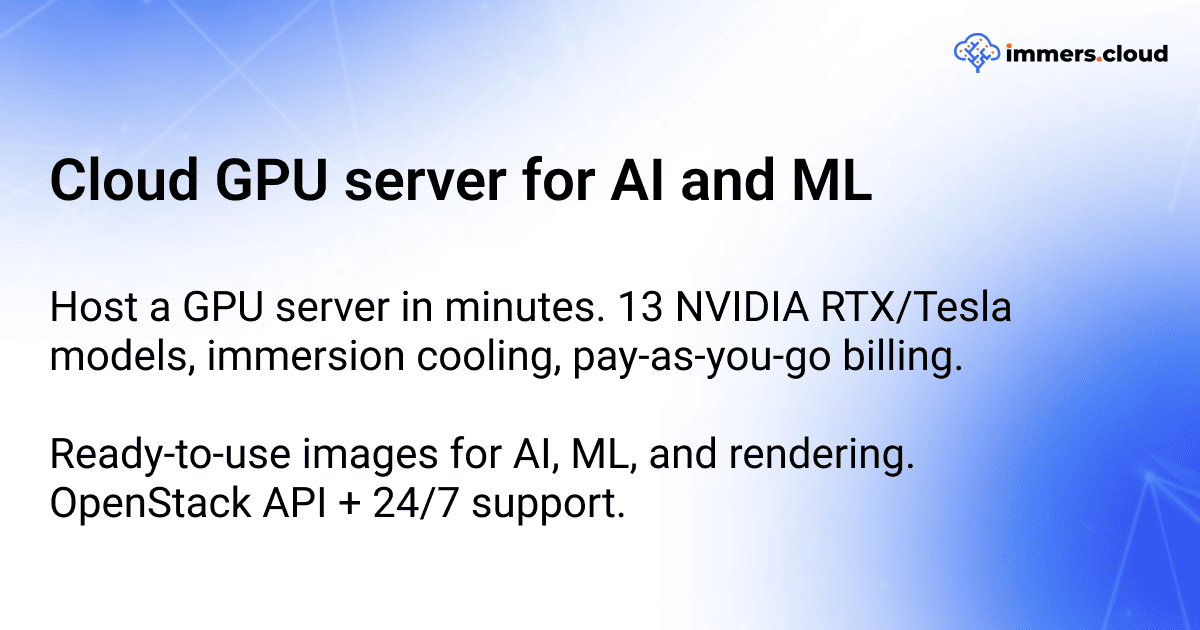 Host a cloud server with GPU for neural networks and machine learning